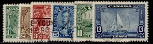 CANADA GV SG335-340, 1935 SILVER JUBILEE set, FINE USED. Cat £32.