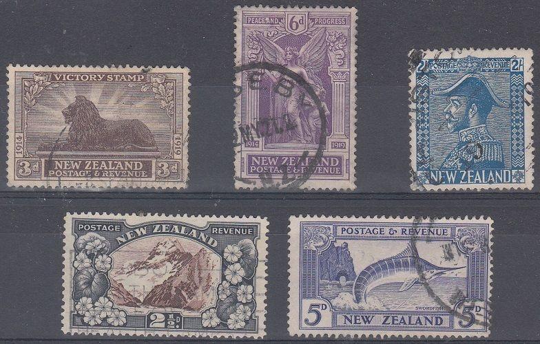 New Zealand Scott 168,169,182,189,192 Used (Catalog Value $105.00)