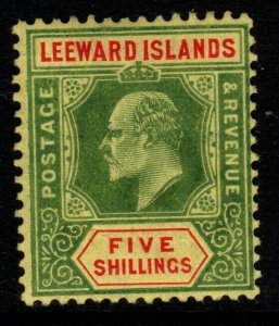 LEEWARD ISLANDS SG45 1910 5/= GREEN & RED/YELLOW MTD MINT