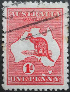 Australia 1913 One Penny Kangaroo with Extra Island flaw BW 3(E)d used