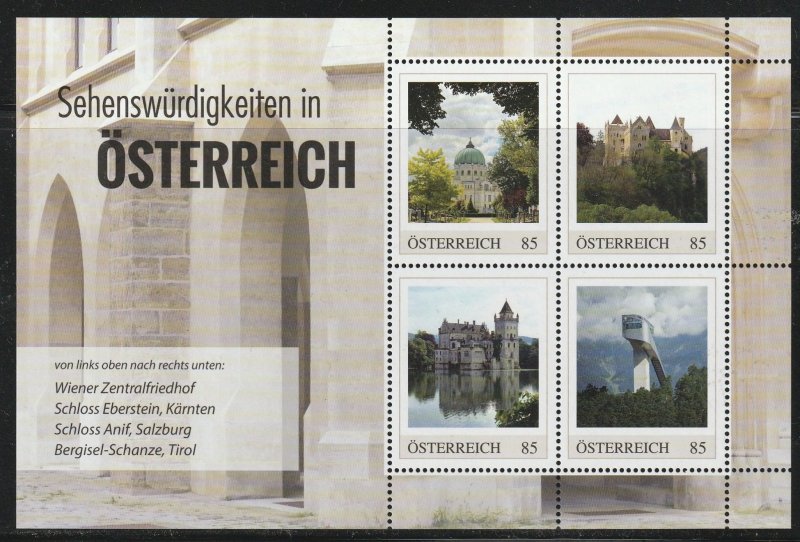 Austria 2022 Marken-Edition 4, Sightseeing No. 17, MNH Block of 4