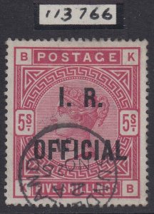 SG O9 5/- rose IR official. Superb used with a Sunderland 1901 CDS. Nice deep... 