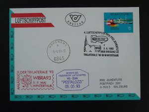 SOS kinderdorf cover flown on zeppelin Pestalozzi Austria 1993 ref 100147