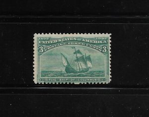 US Stamps: #232; 3c 1893 Columbian Commemorative; Extra-Light Hinge