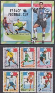 SOMALI REP # 016 CPL MNH SET of 6 + S/S - 1998 FRANCE FIFA WORLD SOCCER