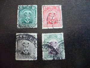 Stamps - Southern Rhodesia - Scott# 1,2,4,8 - Used Part Set of 4 Stamps