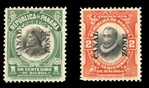 United States Possessions, Canal Zone #55-56 Cat$31, 1920 1c and 2c, hinged