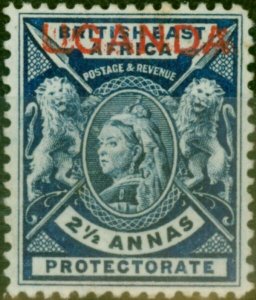 Uganda 1902 2 1/2a Deep Blue SG93a 'Opt Double' Fine & Fresh LMM