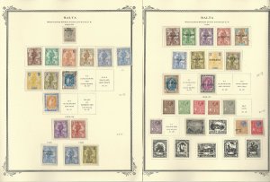 Malta Stamp Collection on 4 Scott Specialty Pages, 1922-1937, JFZ