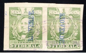 CF 215B, Mexico, 1c, 1911-1912, light green, pair, used, Benito Juarez, Cont...