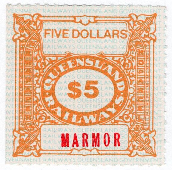 (I.B) Australia - Queensland Railways : Parcel Stamp $5 (Marmor)