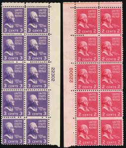 806-07, Mint NH Experimental EE Plate Blocks CV $137.50 - Stuart Katz