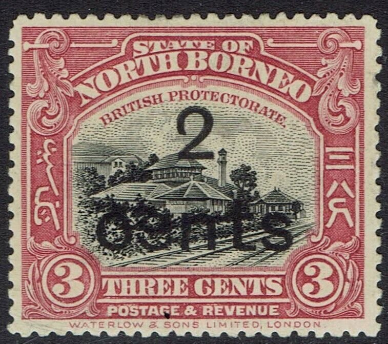 NORTH BORNEO 1916 PICTORIAL 2 CENTS ON 3C