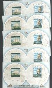 Marco Polo X5 Joint Issue Stamps Canada 1999 Minisheet MUH FREE POST  Mint condi 