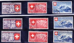 Switzerland 1939 National Expo. all three languages VF/Used (9)