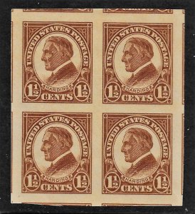 US Sc. #576 SPB blk/4 NH, parts of 10 adjoining stamps showing, minor bend @ LR