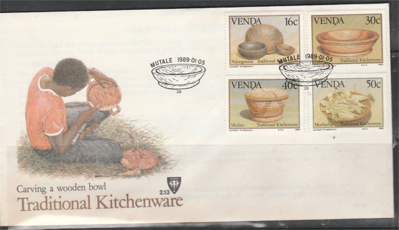 VENDA, 1989, FDC CTO set, Kitchenware Scott 189-192