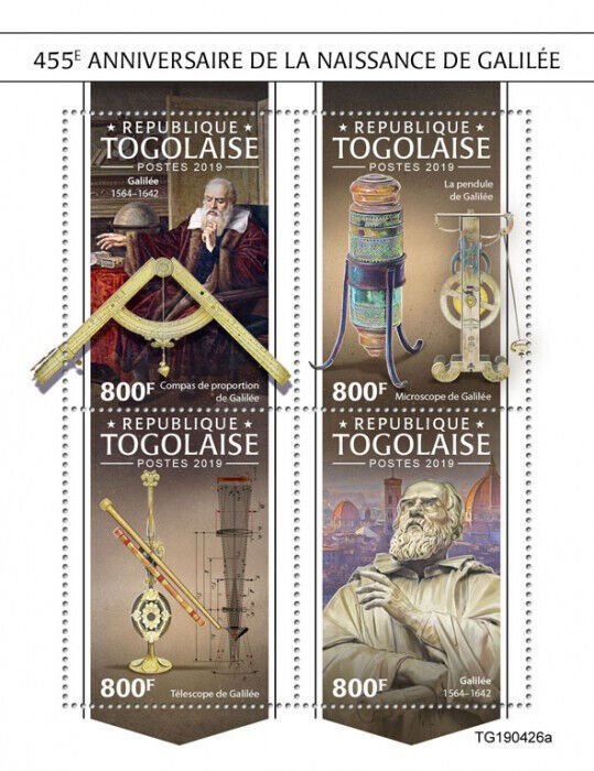 Galileo Galilei Science Stamps Togo 2019 MNH Polymath Famous People 4v M/S