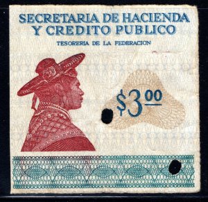 Mexico, EN 8 D, UNLISTED VARIETY, Not included in Mexico's Revenue Stamps