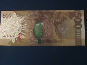​PHILIPPINES-2019-24 KARAT GOLD REPLICA $500 PESO BANK NOTE-WITH CERIFICATE VF