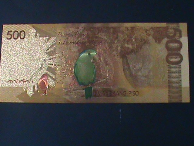 ​PHILIPPINES-2019-24 KARAT GOLD REPLICA $500 PESO BANK NOTE-WITH CERIFICATE VF