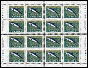 Canada Scott 1176 Blocks, All 4 Corners, Peterborough Paper (1990 )Mint NH VF M