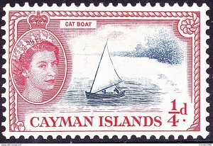 CAYMAN ISLANDS 1955 QEII ¼d Deep Bright Blue & Rose-Red SG148 MH