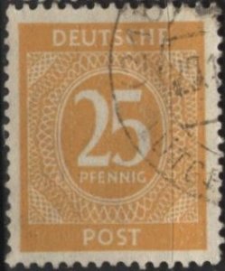 Germany 546 (used) 25pf numeral, orange yellow (1946)