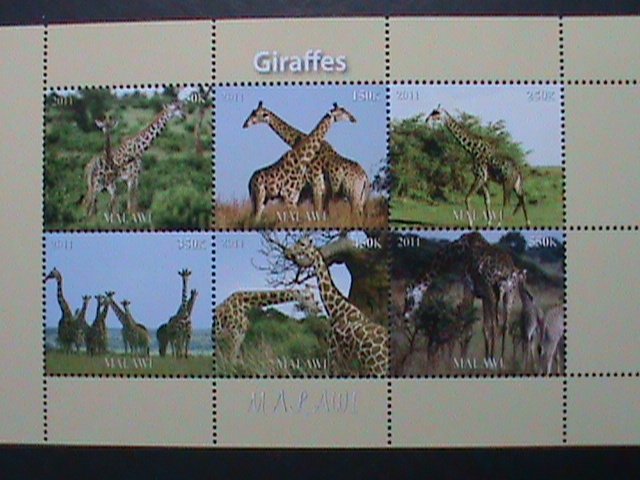 MALAWI-2011-PROTECTED ENDANGER ANIMALS-GIRAFFES-MNH SHEET VERY FINE