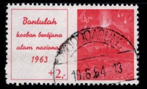 Indonesia Scott  B154 Used 1963 Volcano semi-postal  stamp