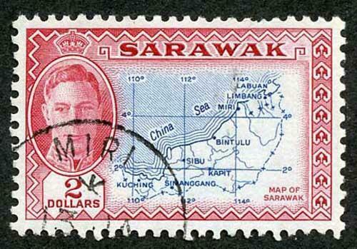 Sarawak SG184 KGVI 2 Dollars Fine used