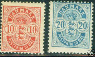 DENMARK  Scott 45 and 48 mint 1895l stamps CV$35