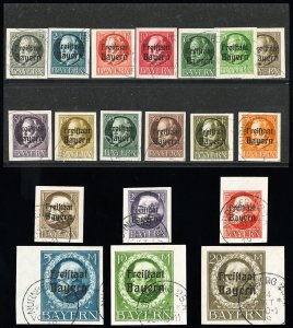 Bavaria Stamps # 212-30 Used XF Fresh Scott Value $494.00