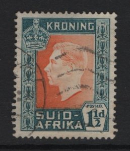 South Africa #76b  used 1937  coronation  . 1 1/2d .  single .  Afrikaans