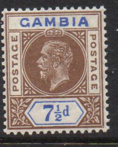 Gambia Sc 94 1921 7 1/2d brown & ultra George V stamp mint