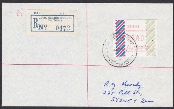 AUSTRALIA 1985 (14 Feb)  $2.80 Frama on Registered cover ex Melbourne.......E185