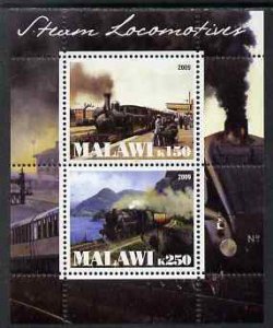 MALAWI - 2009 - Steam Locomotives #2 - Perf 2v Sheet - MNH - Private Issue