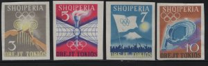 ALBANIA  730-733, (4) SET,  IMPERF, MNH, 1964 Lighting Olympic torch