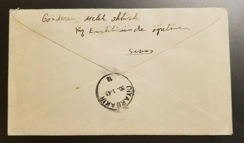 1948 Sivas To Diyarbakir Turkey Cover With Contents