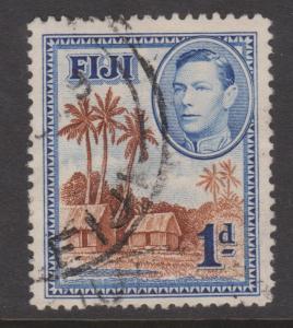 Fiji 1938 1d Blue & Brown Sc#118 Used