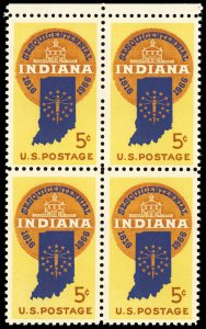 US Sc 1004 MNH BLOCK of 4 - 1966 5¢ Indiana Sesquicentennial - FRESH!