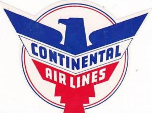 CONTINENTAL AIRLINES VINTAGE AVIATION LABEL