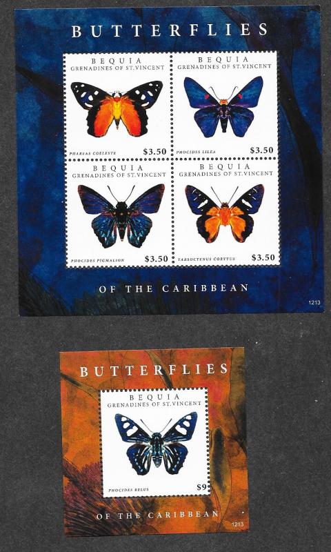 Bequia Mint NH MNH Butterflies Sheets!