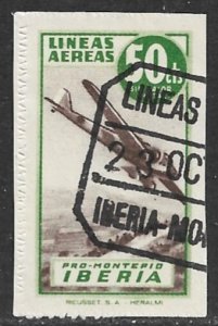 SPAIN 1945 50c Green Widows and Orphans Fund For IBERIA AIRLINES Employees Label