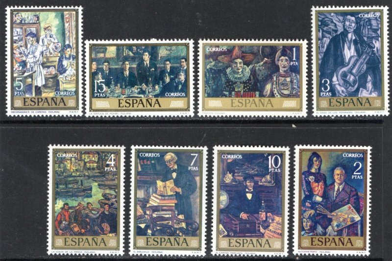 Thematic stamps SPAIN 1972 STAMP DAY/SOLANA PTGS 8v mint