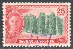 Sarawak Scott 190 - SG181, 1950 George VI 25c used