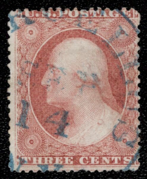 US #25 SCV $240.00 F/VF used, notorious stamp for being off center,  this one...