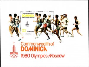 Dominica #664-668, Complete Set(5), 1980, Olympics, Never Hinged