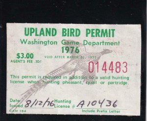 1976 WA State: Upland Bird Permit, Wooten #6 (43594)