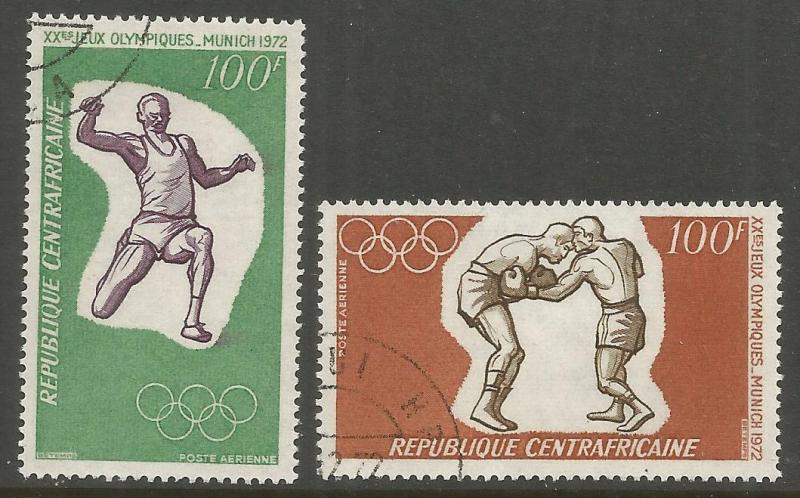 CENTRAL AFRICAN REPUBLIC  C93-C94  USED,  OLYMPIC RINGS AND BOXING